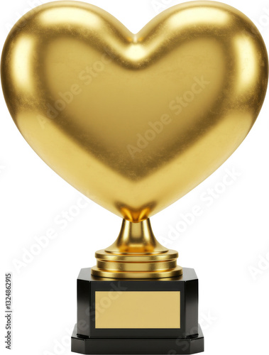 Valentine Day Heart Gold Trophy Award Prize Keepsake Memento, Isolated Transparent PNG