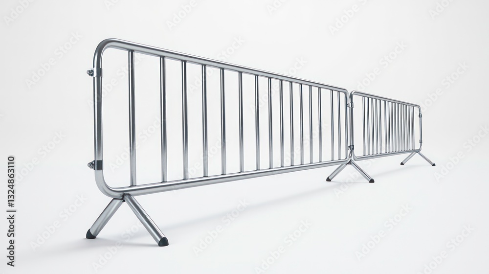 Metal crowd control barrier isolated on white. Suitable for security, event, or public order themes Metal crowd control barrier isolated on white. Suitable for security, event, or public order themes