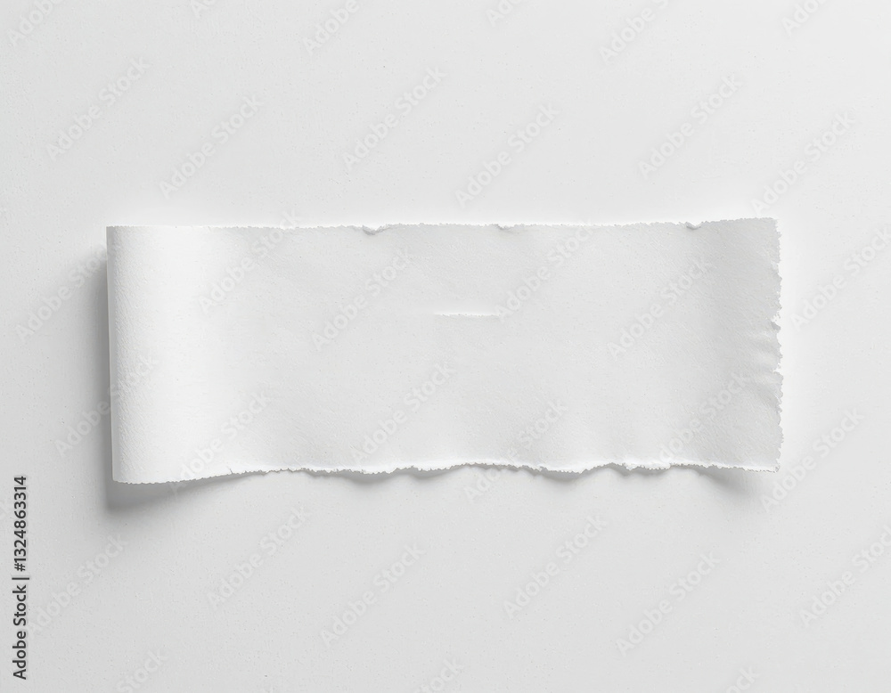 Naklejka premium Ripped White Paper Strip on White Background for Creative Use