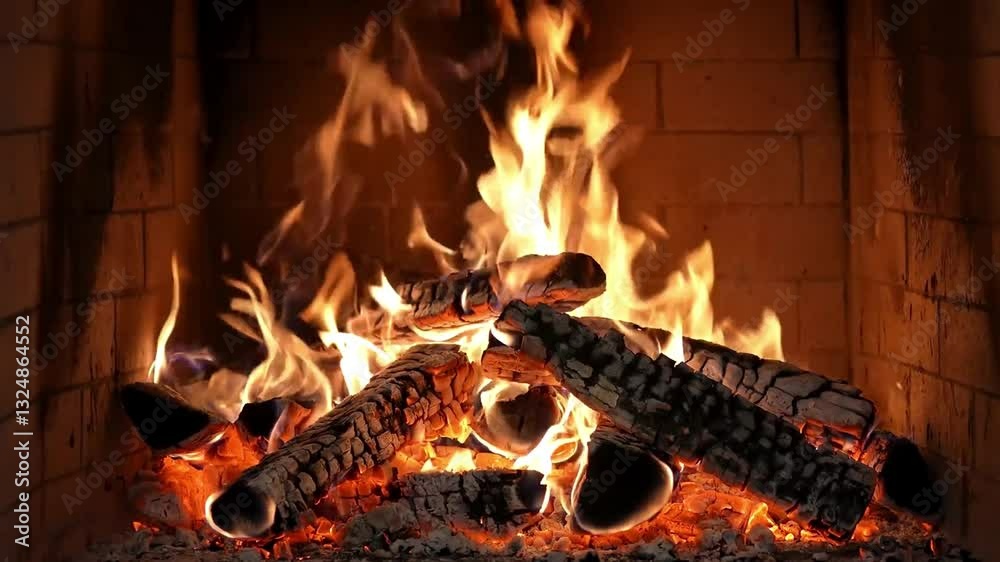 Burning Fireplace
