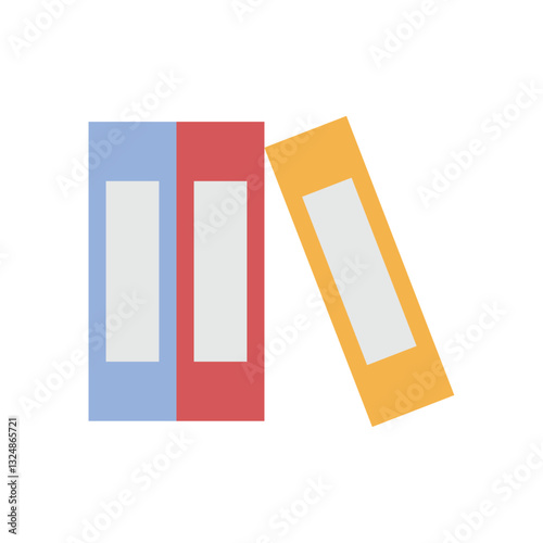 Flat vector illustration of three colorful office file folders or binders standing in a row representing organization and documentation