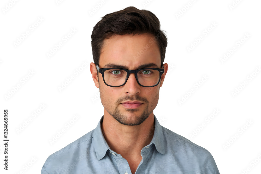 Portrait of a handsome, smiling businessman wearing glasses, isolated on transparent background, cut out Portrait of a handsome, smiling businessman wearing glasses, isolated on transparent background, cut out