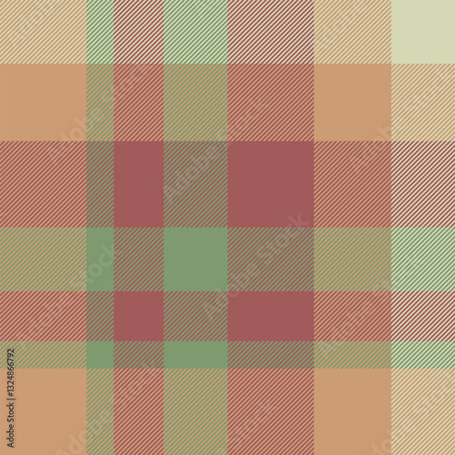 Spring plaid textile seamless, printout texture check background. Nostalgia vector fabric tartan pattern in orange and red colors.