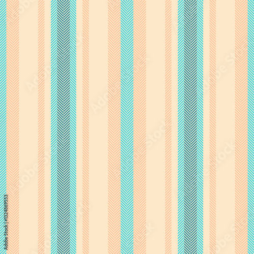 Vhristmas card vertical textile fabric, nostalgic seamless texture vector. Momantic lines stripe pattern background in blanched almond and cyan colors.