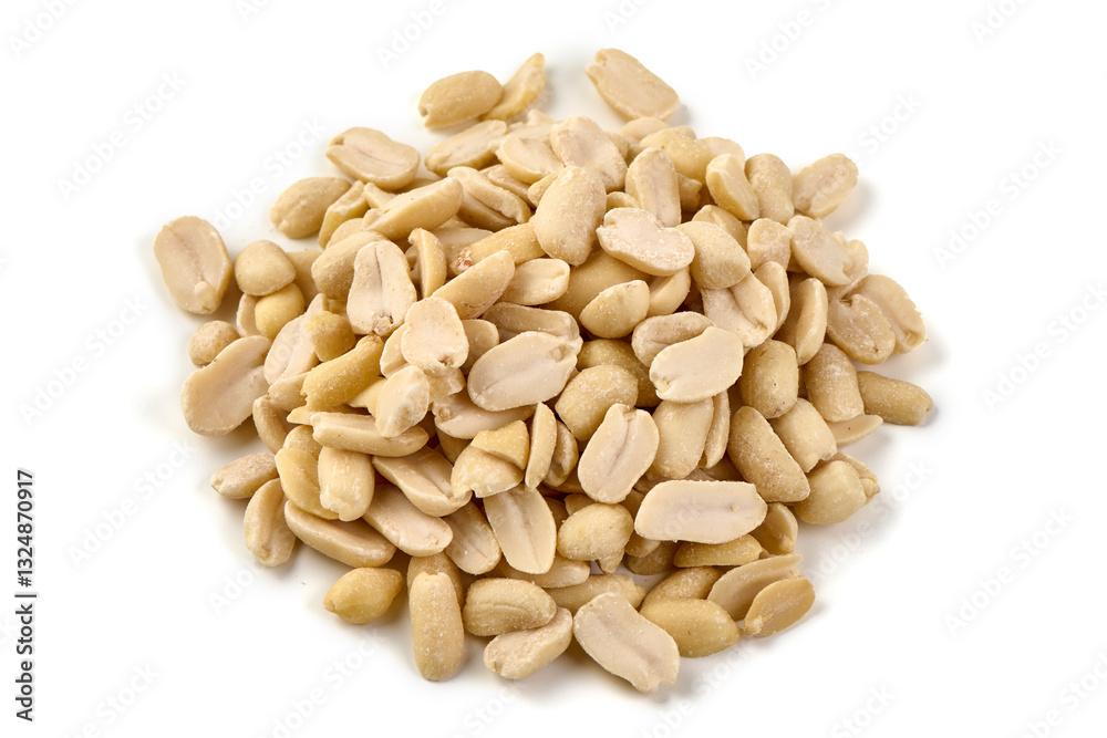 Raw Shelled Peanuts Isolated on White Background. Raw Shelled Peanuts Isolated on White Background.