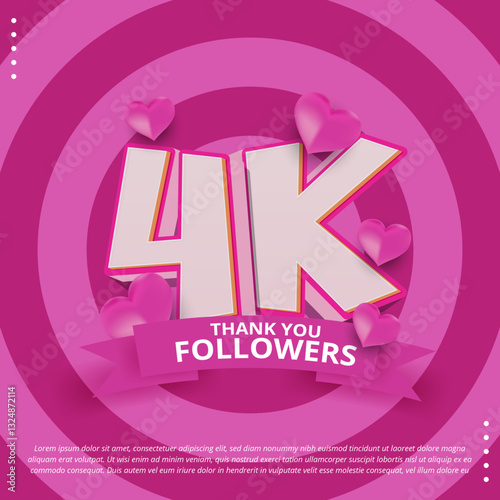 Thank you for the 4k follower template design. Social media 4k follower celebrate poster vector design with colourful 3d lettering