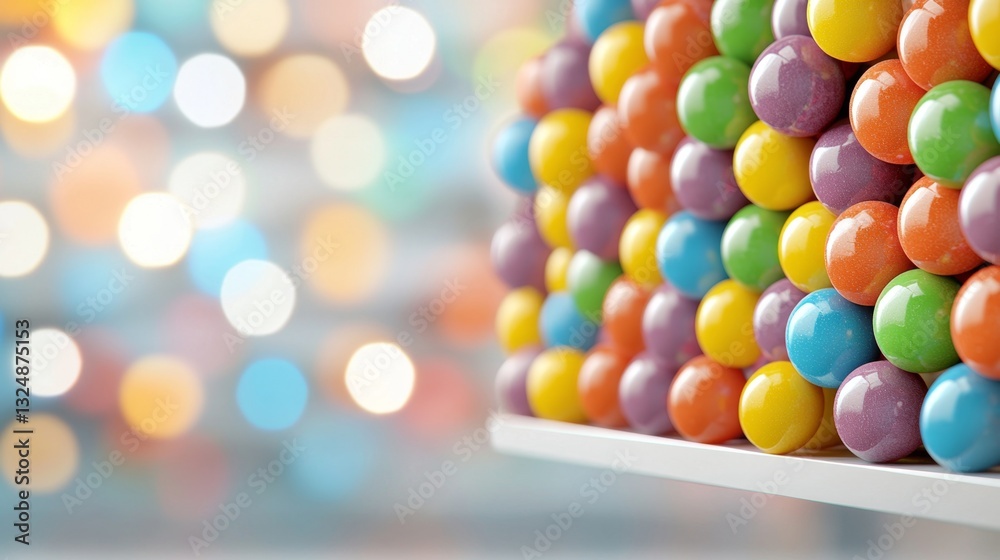 A bunch of colorful candies sitting on top of a shelf A bunch of colorful candies sitting on top of a shelf