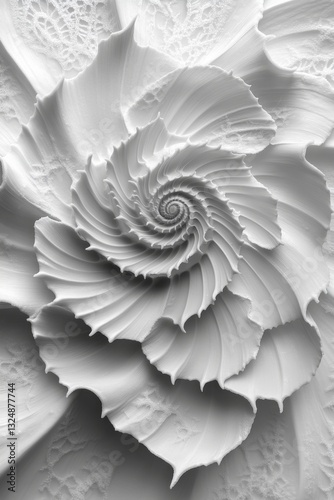A black and white image of a spiral design