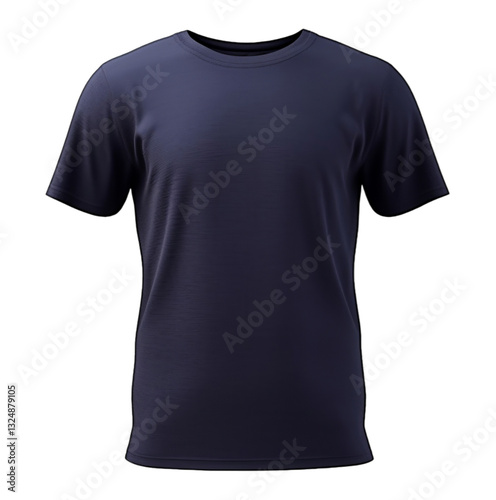 Plain black t-shirt mockup design. Front view, isolated on transparent background, generative AI