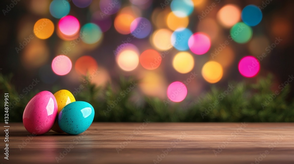 A group of colorful easter eggs sitting on top of a wooden table A group of colorful easter eggs sitting on top of a wooden table