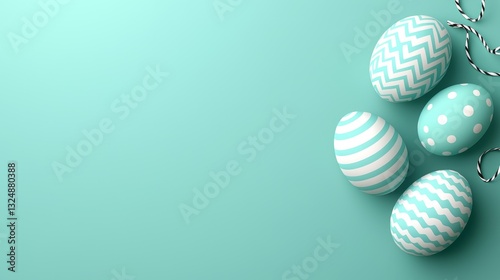 A group of blue and white easter eggs on a blue background