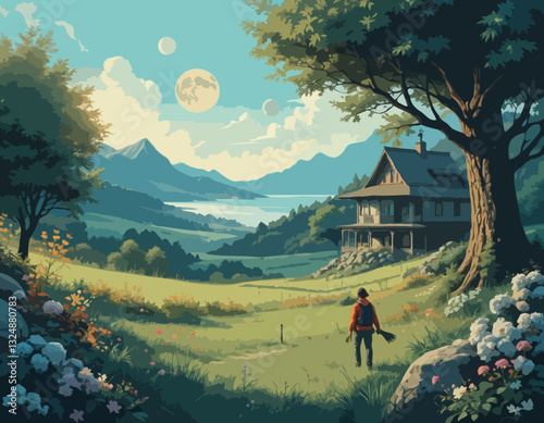 Back home again stock illustration