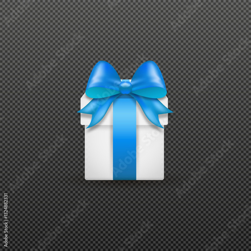 A bright gift box with a neatly tied bow, designed in stylish vector graphics. Detailed ribbon folds and glossy box edges add depth, creating a realistic effect. PNG background