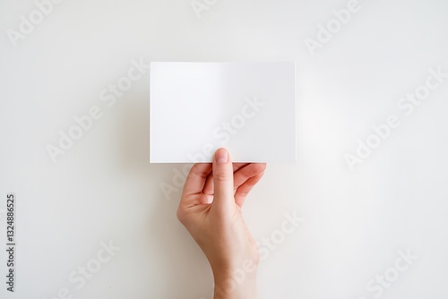 Blank White Card Mockup Hand Holding Folded Paper Stationary