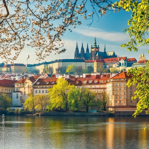 Gothic Castle over Lesser Town in Czech's Prague Town