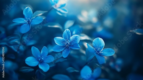 Enchanted Blue Flowers: A Serene Garden Bloom