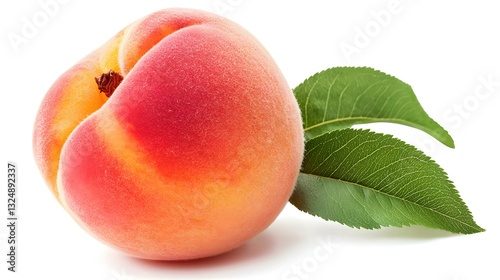 Fresh Peach Isolated on White Background