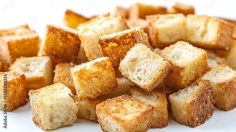Crispy Croutons Isolated on White Background Crispy Croutons Isolated on White Background