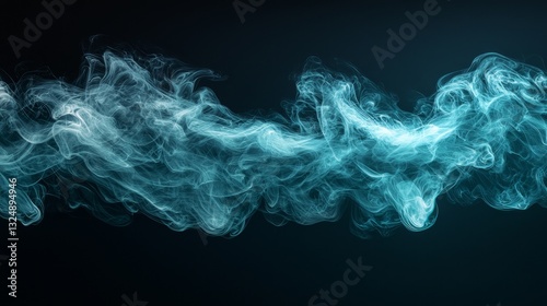 a blue smoke on a black background, creating a striking contrast between the two colors The smoke appears to be in motion, giving the image a dynamic and captivati photo