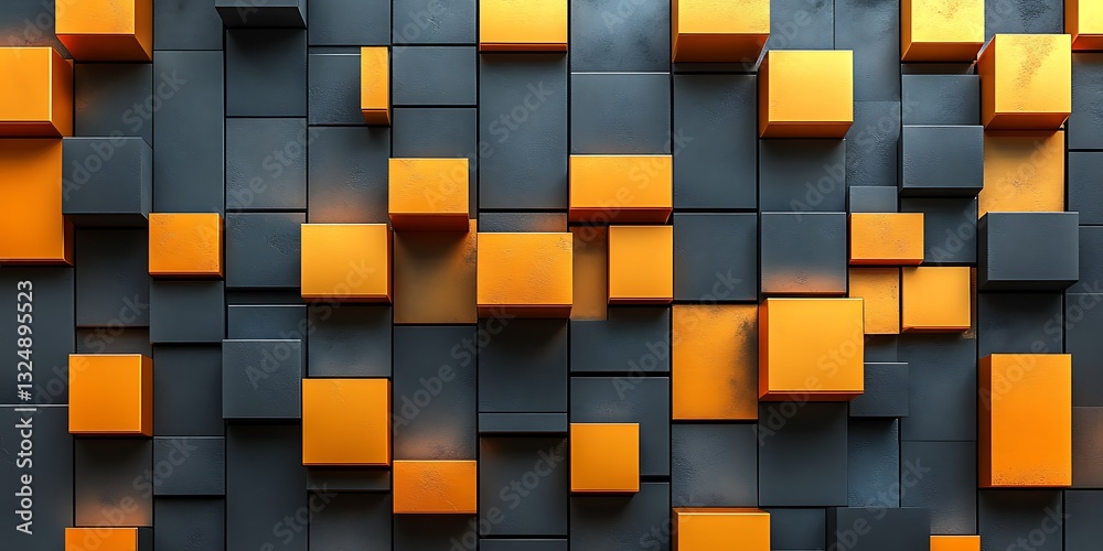 Fototapeta premium Abstract Orange and Gray Cubes