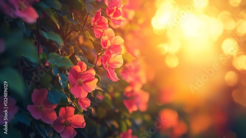 Sunset Blossom: A Serene Garden at Golden Hour