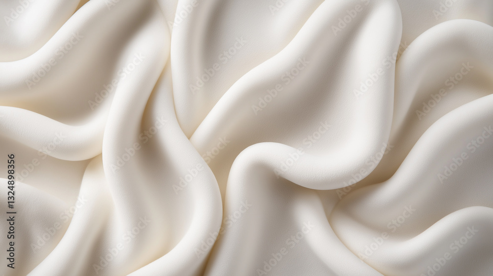 Fototapeta premium A close-up of flowing white fabric with soft folds and a smooth texture, creating an abstract minimalistic design.