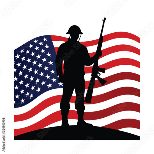 american soldier with flag