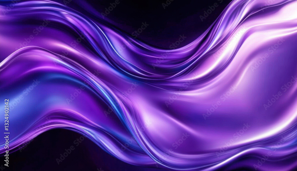 custom made wallpaper toronto digitalAbstract fluid holographic iridescent purple curved wave in dark background 3d render. Gradient design element for backgrounds, wallpapers, posters and covers.
