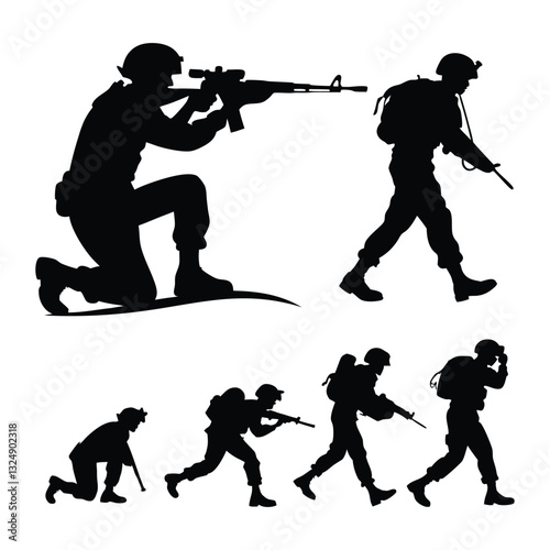 silhouettes of soldiers