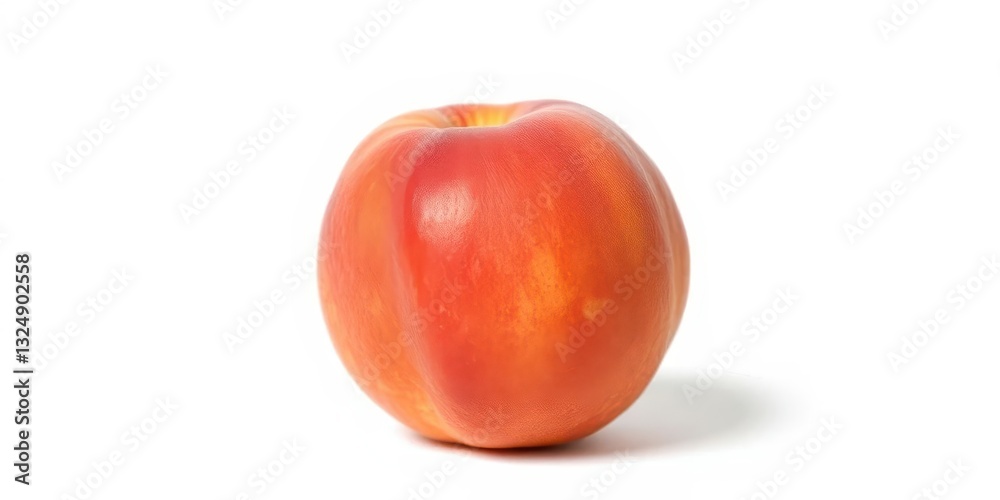 A single ripe, juicy peach isolated on pure white background, peach, dessert A single ripe, juicy peach isolated on pure white background, peach, dessert