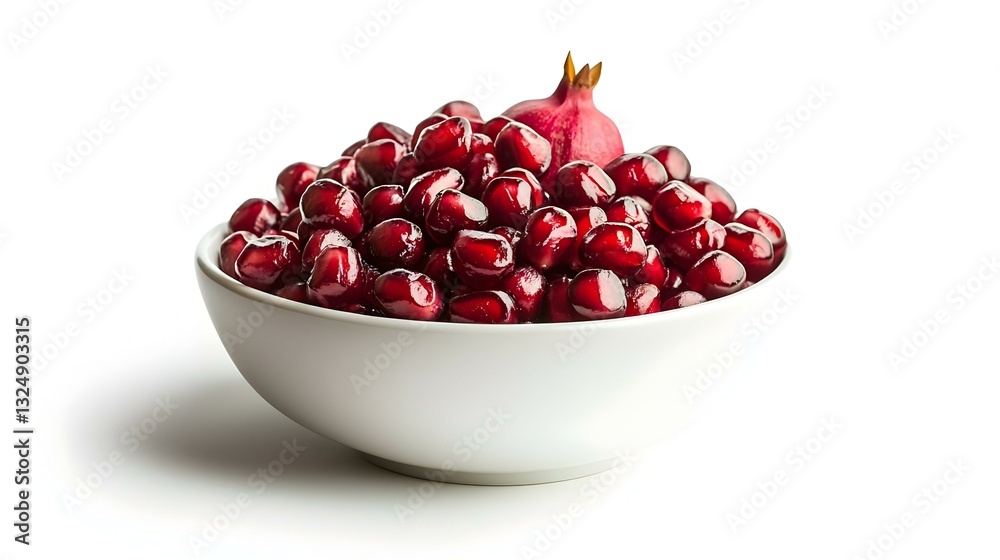 Pomegranate fruits in a bowl on white Pomegranate fruits in a bowl on white