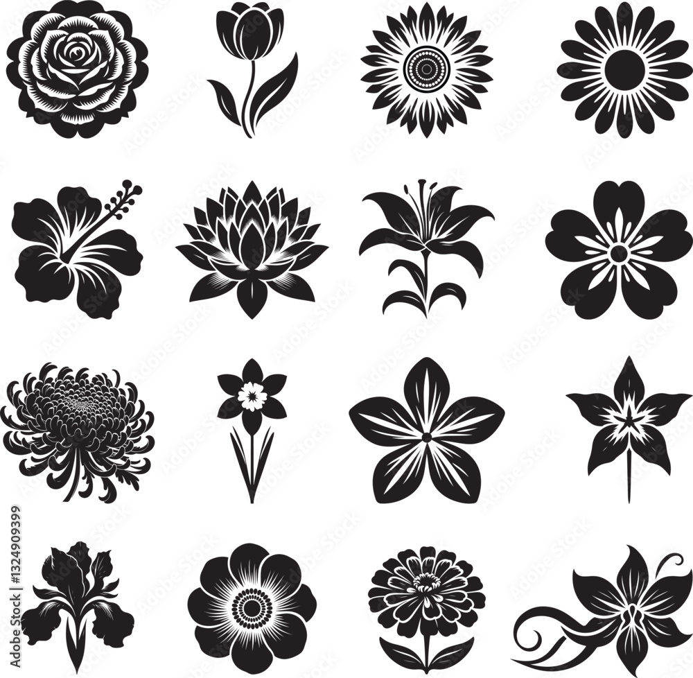 Elegant floral silhouette vector set Elegant floral silhouette vector set