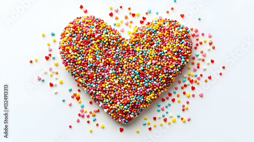 Heart made of sprinkles isolated on white background