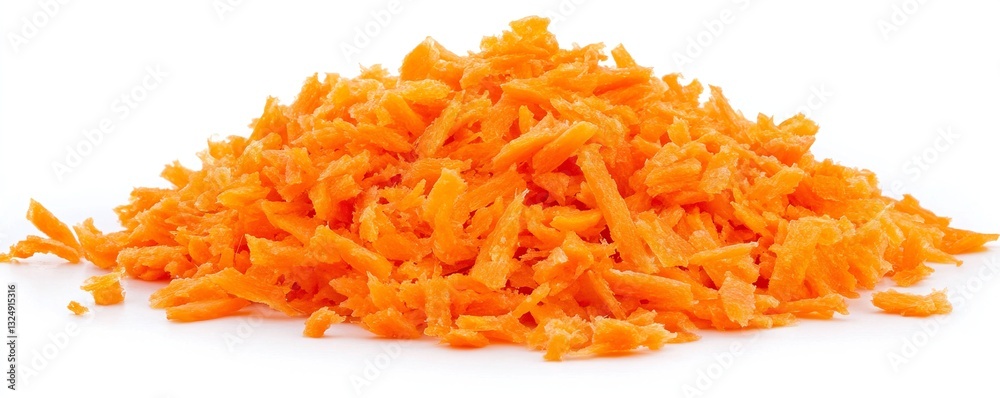 A pile of freshly grated carrots, vibrant orange and finely shredded, ready for culinary use. A pile of freshly grated carrots, vibrant orange and finely shredded, ready for culinary use.
