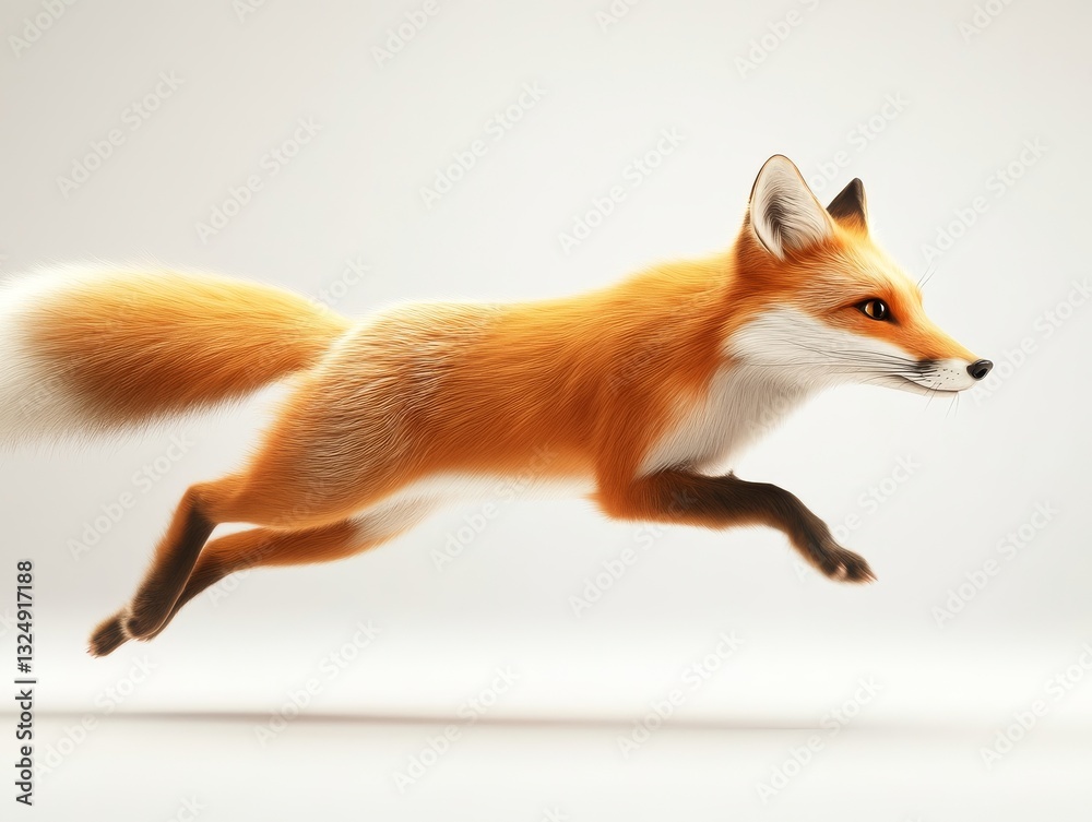 Obraz premium Dynamic red fox leaping gracefully in motion 
