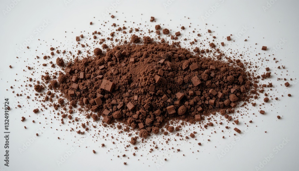 Cocoa Powder Still Life Arrangement on White Background for Food Styling Cocoa Powder Still Life Arrangement on White Background for Food Styling