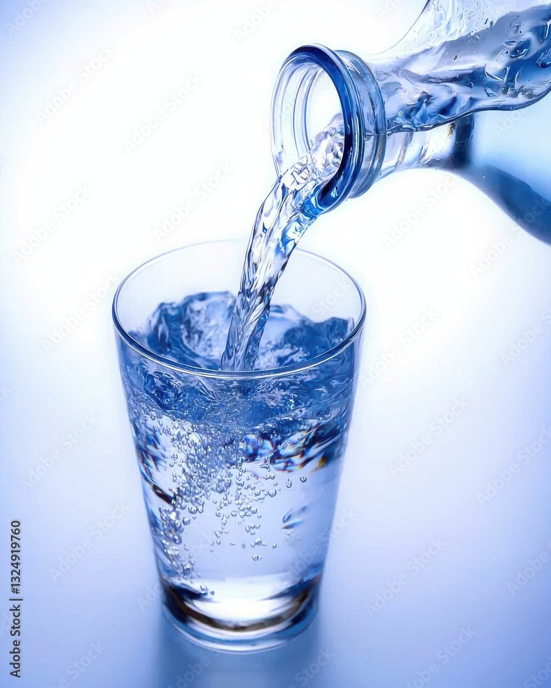 Pouring refreshing water into a clear glass, hydration concept. Pouring refreshing water into a clear glass, hydration concept.