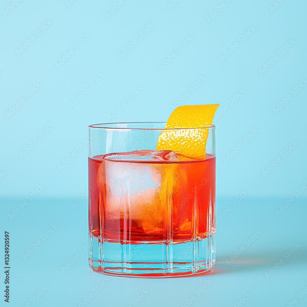 Refreshing cocktail with ice and a twist of citrus garnish. Refreshing cocktail with ice and a twist of citrus garnish.