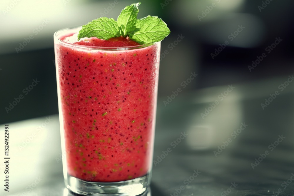 custom made wallpaper toronto digitalA refreshing red berry smoothie in a tall glass, adorned with fresh mint leaves, showcasing a healthy and delicious drink perfect for a nutritious treat.