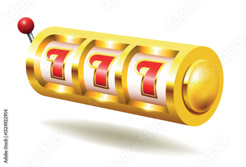 Slot machine. Vector 3D clipart isolated on white background.