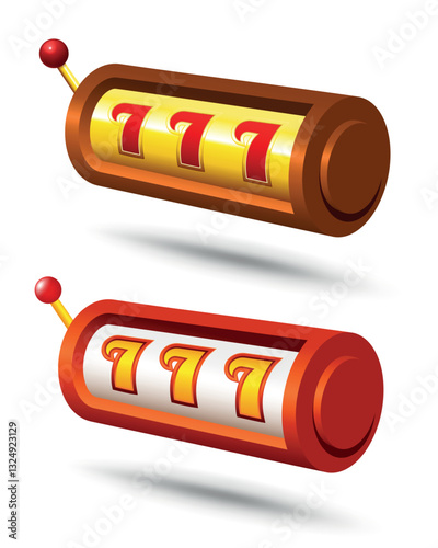 Slot machine. Vector 3D clipart isolated on white background.