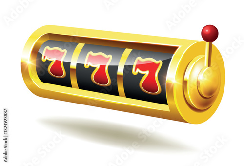 Slot machine. Vector 3D clipart isolated on white background.