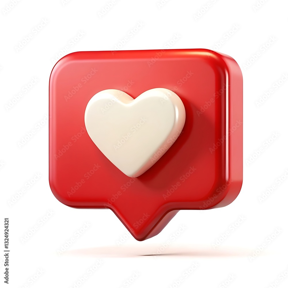 A Vibrant Red Speech Bubble Tenderly Cradles A Creamy White Heart, Symbolizing Digital Affection And Online Connection With A Glossy 3d Effect A Vibrant Red Speech Bubble Tenderly Cradles A Creamy White Heart, Symbolizing Digital Affection And Online Connection With A Glossy 3d Effect