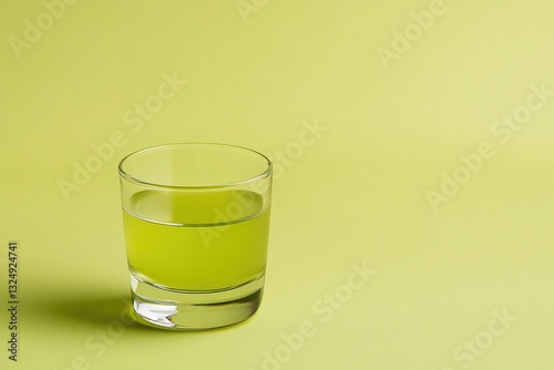 Refreshing pastis served in a clear glass against a muted yellow-green background
