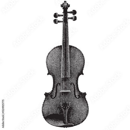 violin halftone grunge vector design element.