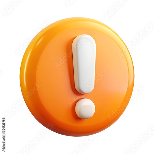 A Vibrant Orange Circle Boldly Displays A Bright White Exclamation Mark, Symbolizing Urgent Attention And Important Information With A Glossy 3d Effect