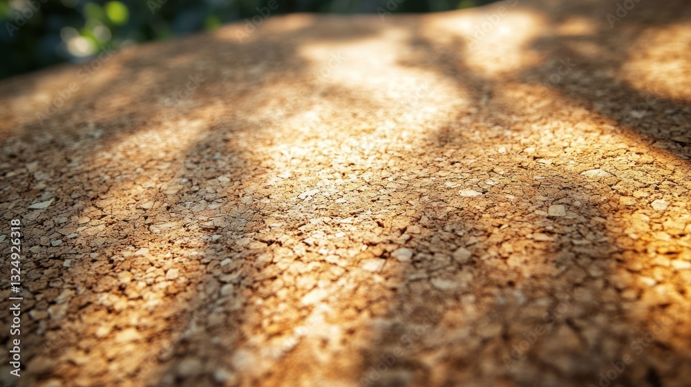 Natural cork material close-up, soft light, minimalist aesthetic