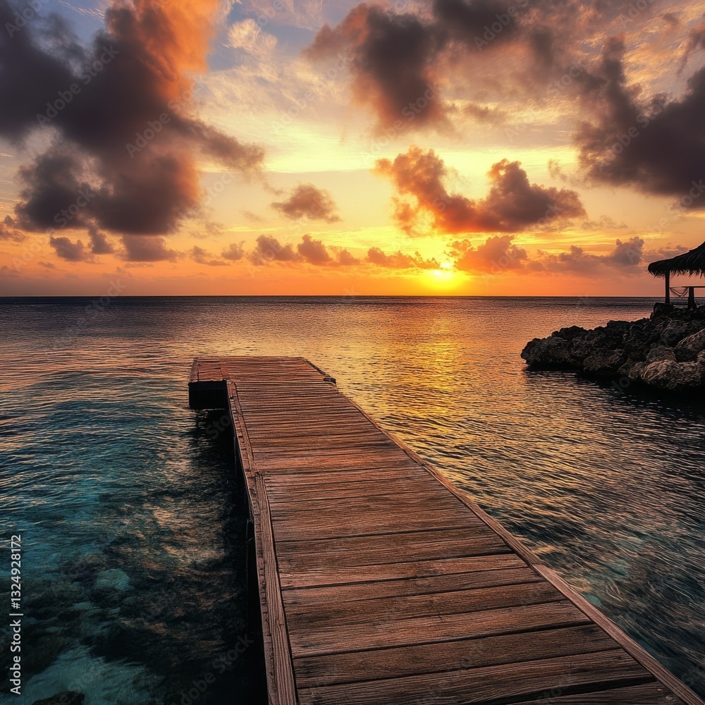 Fototapeta premium Sunset platform with Curacao's views