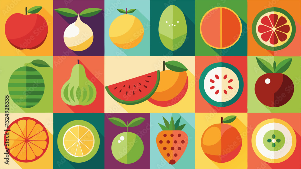 Fruits Flat Design Icon Set, Vector illustration set of some fruit clipart vector, isolated on a white background, fruit wallpaper Fruits Flat Design Icon Set, Vector illustration set of some fruit clipart vector, isolated on a white background, fruit wallpaper
