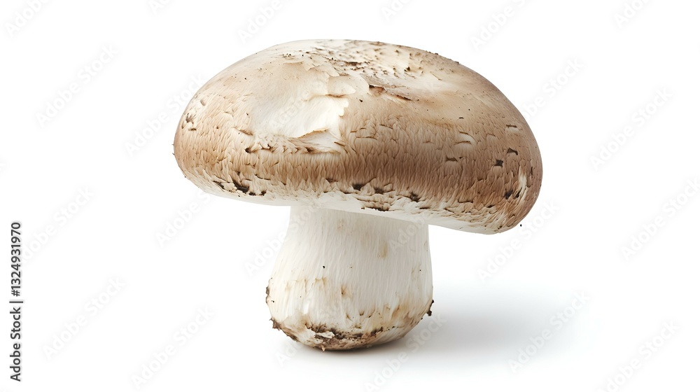 Single Brown Mushroom Isolated on White Background Single Brown Mushroom Isolated on White Background